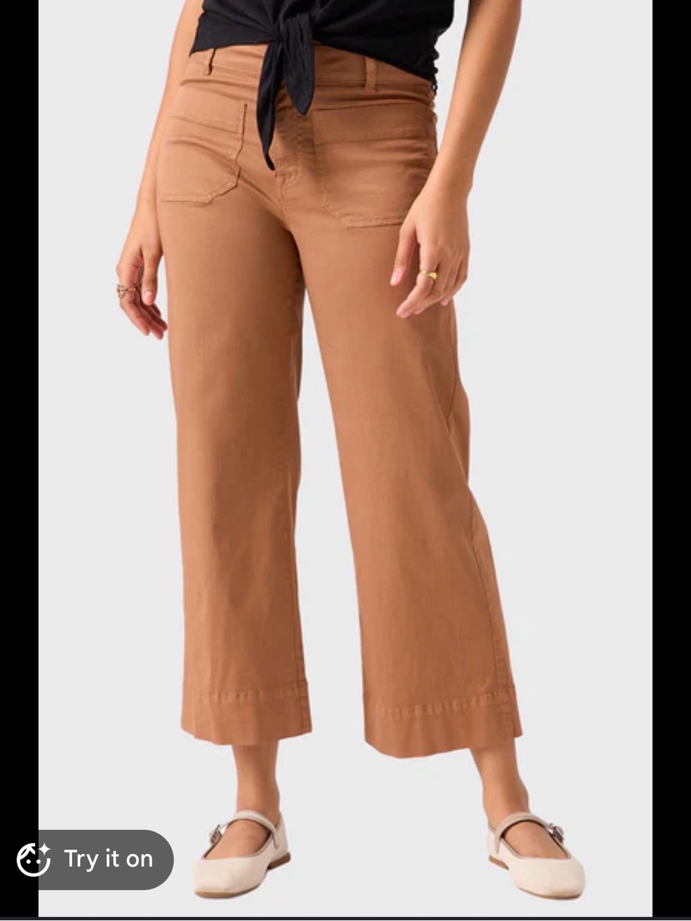 Sanctuary tan brown cropped wide leg pants patch pockets - 31